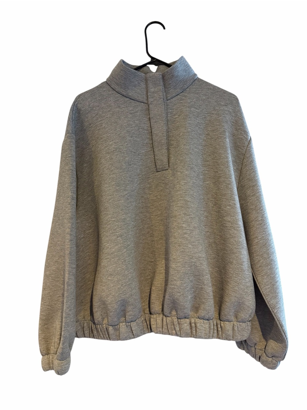 H&M Grey Scuba Material Mock Neck Pullover Sweatshirt w snap closures